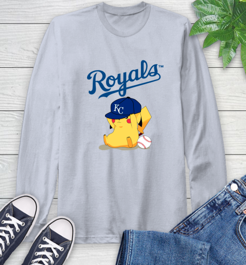 MLB Pikachu Baseball Sports Kansas City Royals Long Sleeve T-Shirt 6