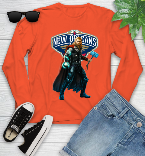 NBA Thor Avengers Endgame Basketball New Orleans Pelicans Youth Long Sleeve 4