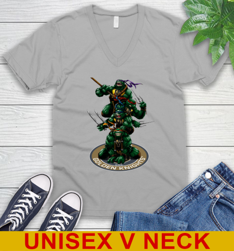NHL Hockey Vegas Golden Knights Teenage Mutant Ninja Turtles Shirt V-Neck T-Shirt 5 NHL Hockey Vegas Golden Knights Teenage Mutant Ninja Turtles Shirt V-Neck T-Shirt - Image 5