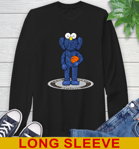 NBA Basketball San Antonio Spurs Kaws Bff Blue Figure Shirt Long Sleeve T-Shirt 2