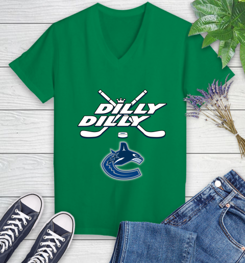 NHL Vancouver Canucks Dilly Dilly Hockey Sports Women's V-Neck T-Shirt 5