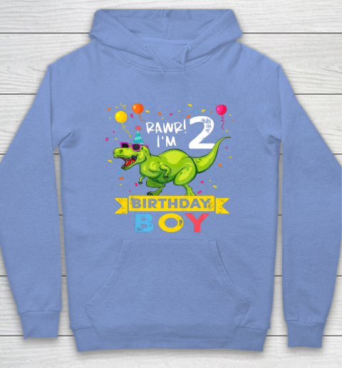 Kids 2 Year Old Shirt 2nd Birthday Boy T Rex Dinosaur Hoodie Tee
