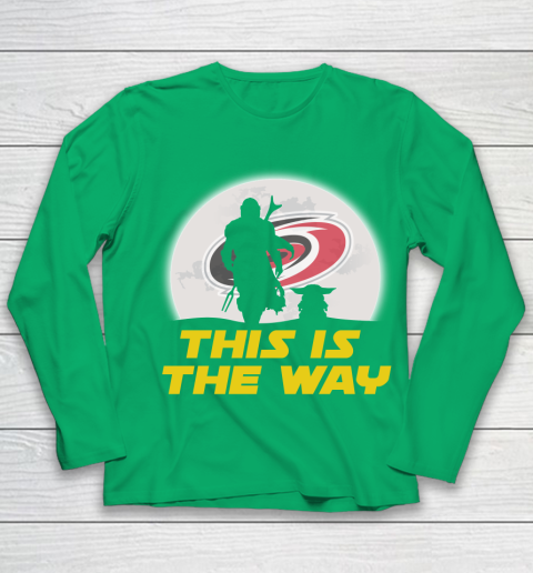 Carolina Hurricanes NHL Ice Hockey Star Wars Yoda And Mandalorian This Is The Way Youth Long Sleeve 4