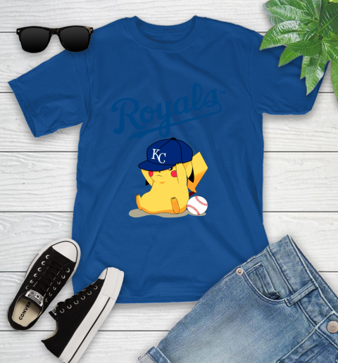 MLB Pikachu Baseball Sports Kansas City Royals Youth T-Shirt 9