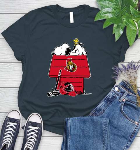 Ottawa Senators NHL Hockey Snoopy Woodstock The Peanuts Movie Women's T-Shirt 8
