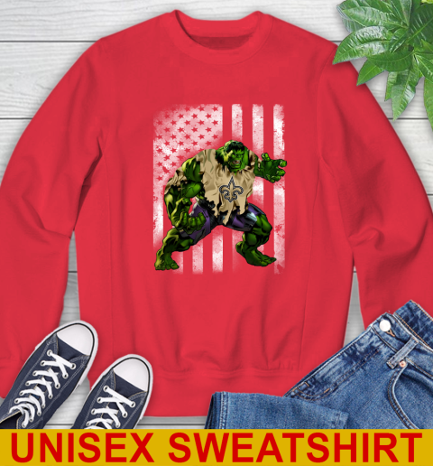 New Orleans Saints Hulk Marvel Avengers NFL Football American Flag Sweatshirt 12