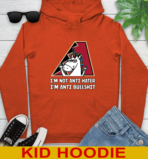 Arizona Diamondbacks MLB Baseball Unicorn I'm Not Anti Hater I'm Anti Bullshit Youth Hoodie 5