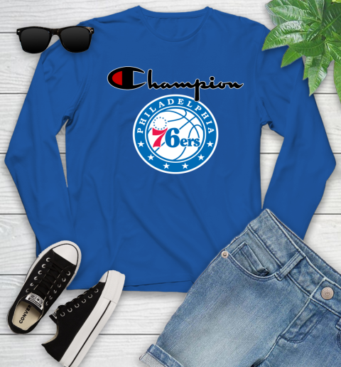 NBA Basketball Philadelphia 76ers Champion Shirt Youth Long Sleeve 7