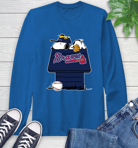 MLB Atlanta Braves Snoopy Woodstock The Peanuts Movie Baseball T Shirt Long Sleeve T-Shirt 9
