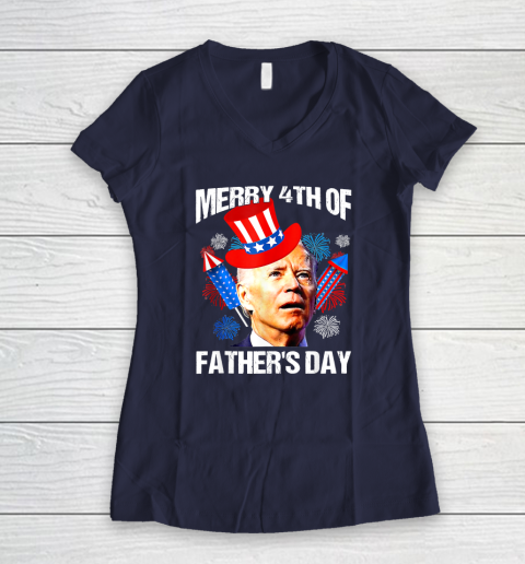 Joe Biden Confused Merry 4th Of Fathers Day Fourth Of July Women's V-Neck T-Shirt 7
