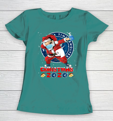 Minnesota Timberwolves Funny Santa Claus Dabbing Christmas 2020 NBA Women's T-Shirt 10