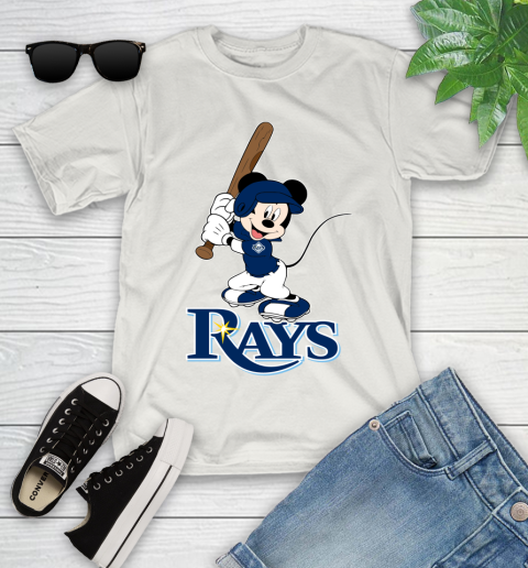 MLB Baseball Tampa Bay Rays Cheerful Mickey Mouse Shirt Youth T-Shirt 12