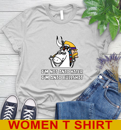 Minnesota Vikings NFL Football Unicorn I'm Not Anti Hater I'm Anti Bullshit Women's T-Shirt