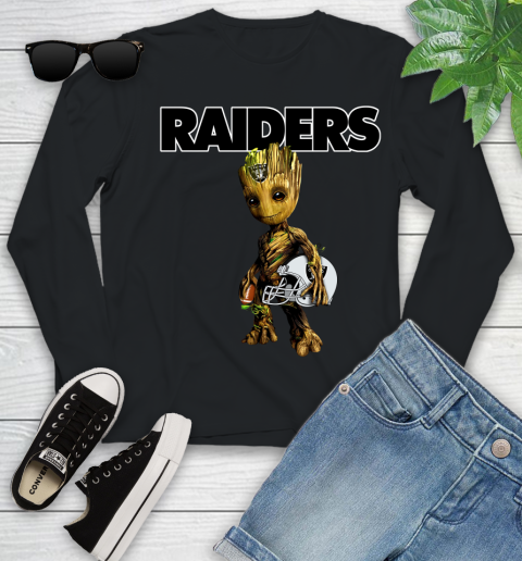 Oakland Raiders NFL Football Groot Marvel Guardians Of The Galaxy Youth Long Sleeve 2