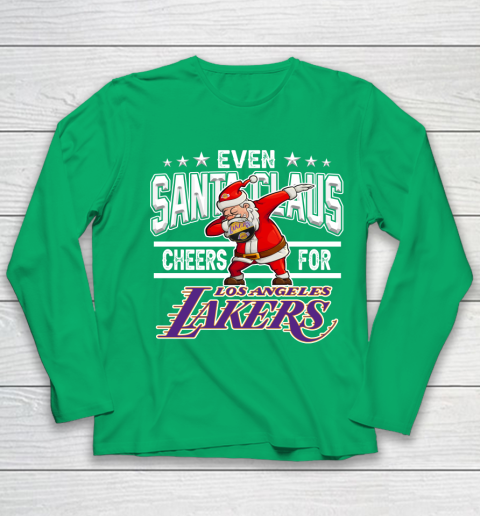 Los Angeles Lakers Even Santa Claus Cheers For Christmas NBA Youth Long Sleeve 4