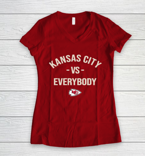 Kansas City Chiefs Vs Everybody Women's V-Neck T-Shirt 8