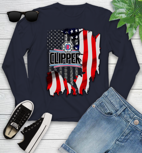 Los Angeles Clippers NBA Basketball American Flag Youth Long Sleeve 2