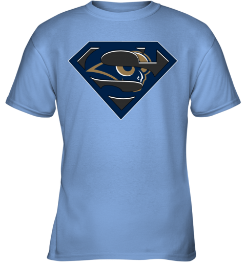 NFL Los Angeles Rams LOGO Superman pcpv nfl los angeles ramslogo superman youth t shirt 26 front carolina blue
