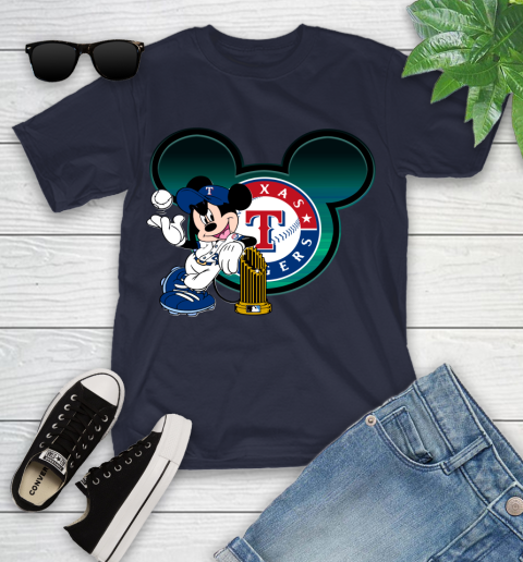 MLB Texas Rangers The Commissioner's Trophy Mickey Mouse Disney Youth T-Shirt 3