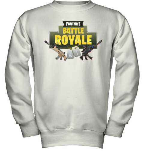 5hwq fortnite battle royale logo with assault rifle shirts youth sweatshirt 47 front white