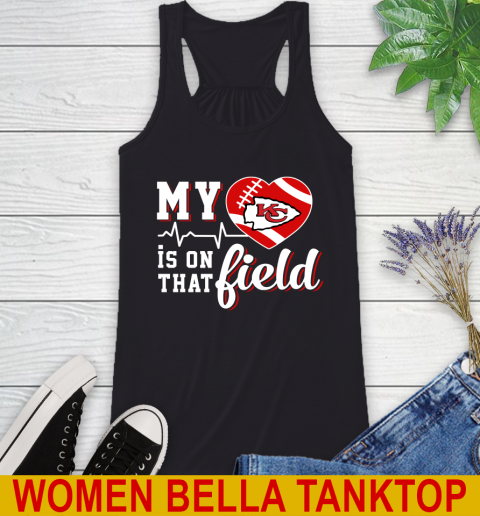 NFL My Heart Is On That Field Football Sports Kansas City Chiefs Racerback Tank