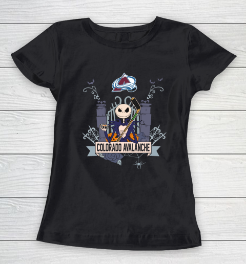 NHL Colorado Avalanche Hockey Jack Skellington Halloween Women's T-Shirt