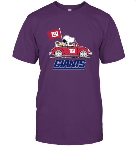 Snoopy And Woodstock Ride The New York Giants Car NFL Unisex Jersey Tee