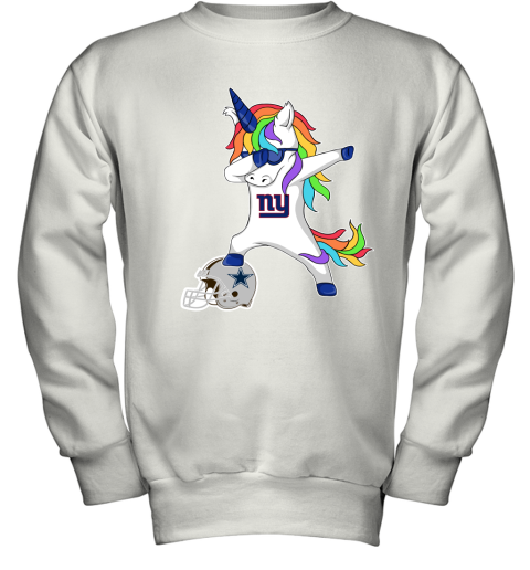 Football Dabbing Unicorn Steps On Helmet New York Giants Youth Sweatshirt
