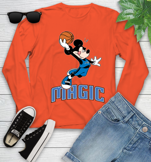 NBA Basketball Orlando Magic Cheerful Mickey Mouse Shirt Youth Long Sleeve 4