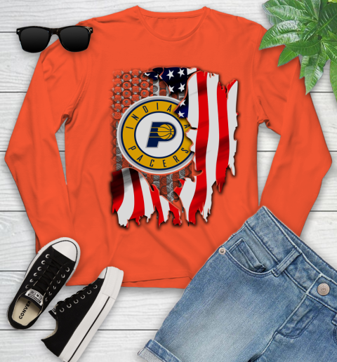 Indiana Pacers NBA Basketball American Flag Youth Long Sleeve - Image 4