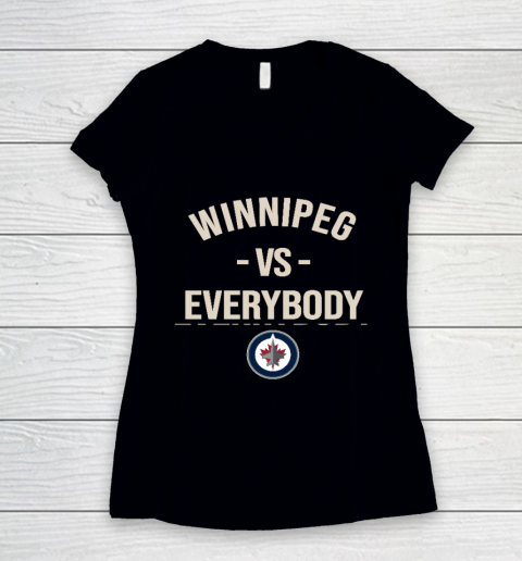 Winnipeg Jets Vs Everybody Women's V-Neck T-Shirt