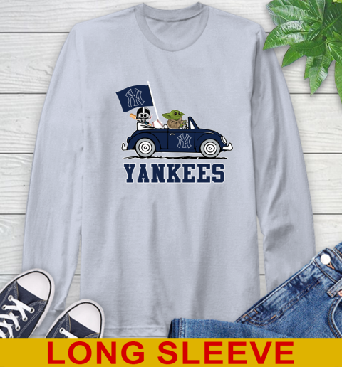 MLB Baseball New York Yankees Darth Vader Baby Yoda Driving Star Wars Shirt Long Sleeve T-Shirt 6