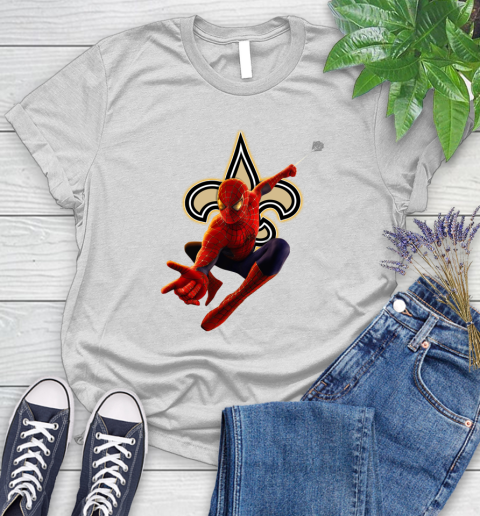 NFL Spider Man Avengers Endgame Football New Orleans Saints Women's T-Shirt