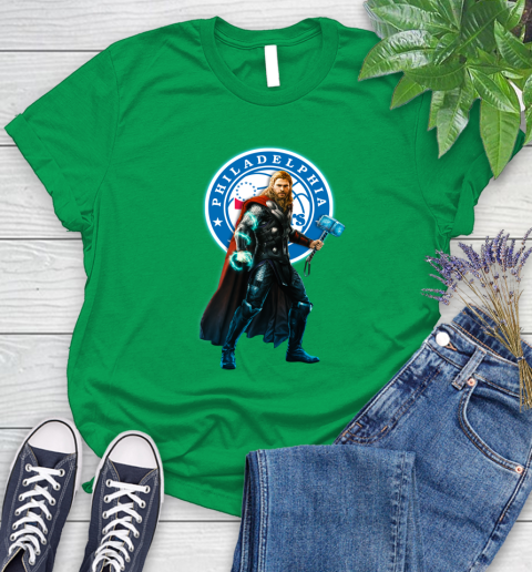 NBA Thor Avengers Endgame Basketball Philadelphia 76ers Women's T-Shirt 6