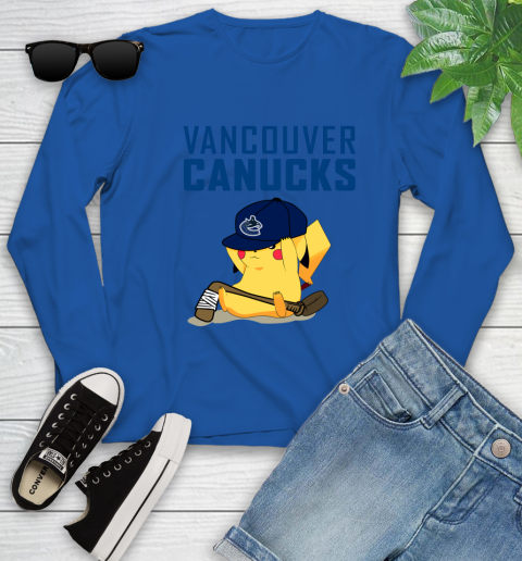 NHL Pikachu Hockey Sports Vancouver Canucks Youth Long Sleeve 9