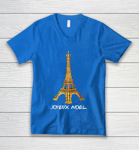 Joyeux Noel French Merry Christmas Eiffel Tower V-Neck T-Shirt 5