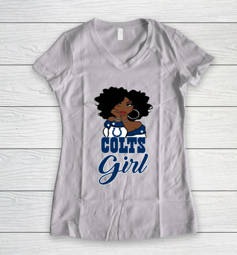 Indianapolis Colts Girl NFL Women's V-Neck T-Shirt 2