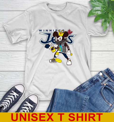 Winnipeg Jets NHL Hockey Mickey Peace Sign Sports T-Shirt