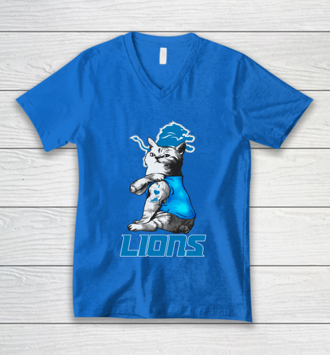 NFL Football My Cat Loves Detroit Lions V-Neck T-Shirt 5