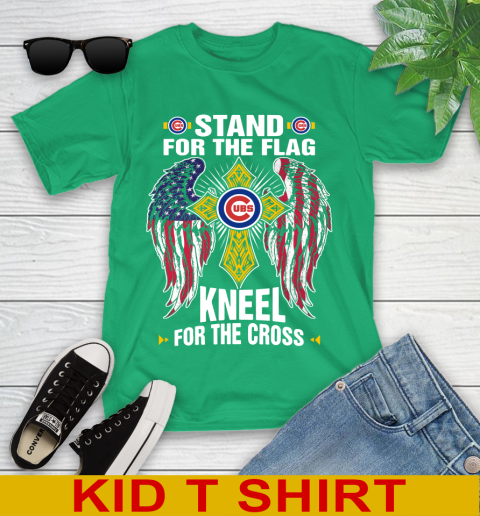 MLB Baseball Chicago Cubs Stand For Flag Kneel For The Cross Shirt Youth T-Shirt 7