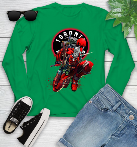 NBA Deadpool Marvel Comics Sports Basketball Toronto Raptors Youth Long Sleeve 6