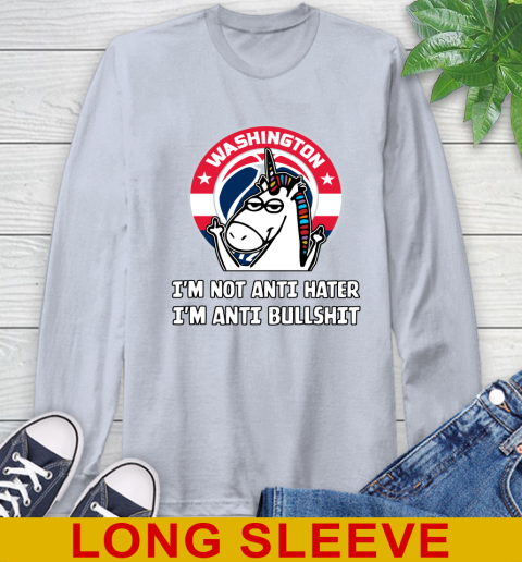 Washington Wizards NBA Basketball Unicorn I'm Not Anti Hater I'm Anti Bullshit Long Sleeve T-Shirt 6