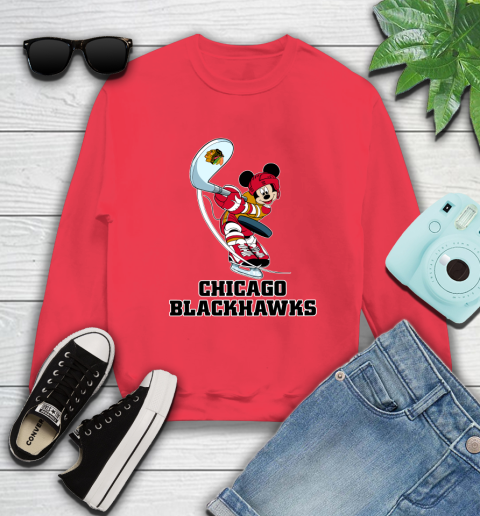 NHL Hockey Chicago Blackhawks Cheerful Mickey Mouse Shirt Sweatshirt 10