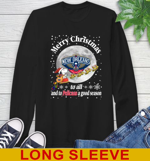 New Orleans Pelicans Merry Christmas To All And To Pelicans A Good Season NBA Basketball Sports Long Sleeve T-Shirt
