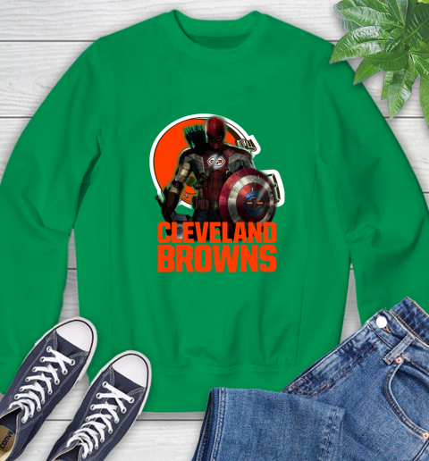 NFL Captain America Thor Spider Man Hawkeye Avengers Endgame Football Cleveland Browns Sweatshirt 6