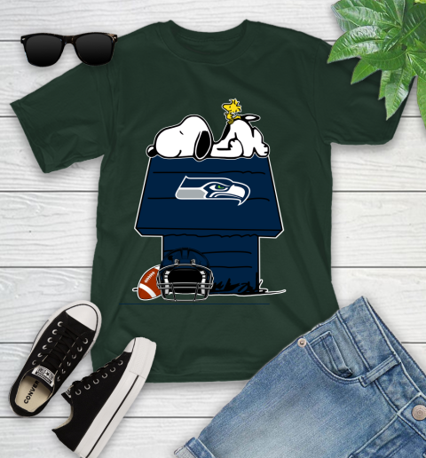 Seattle Seahawks NFL Football Snoopy Woodstock The Peanuts Movie Youth T-Shirt 5
