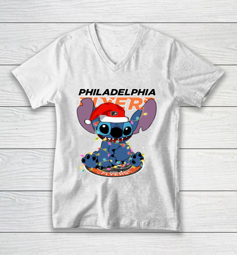 Philadelphia Flyers NHL Hockey noel stitch Christmas V-Neck T-Shirt