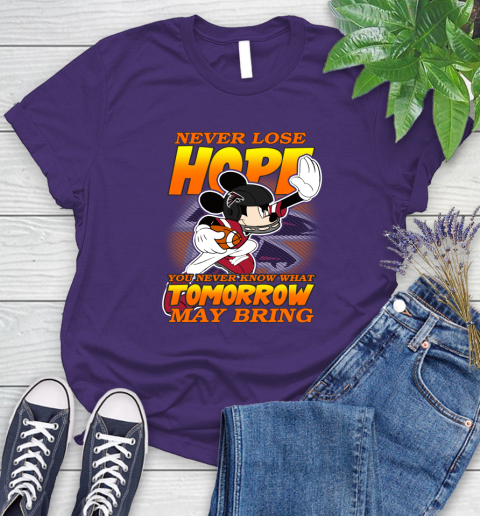 Atlanta Falcons NFL Football Mickey Disney Never Lose Hope (1) Women's T-Shirt 4