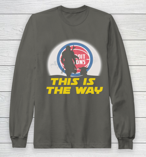 Detroit Pistons NBA Basketball Star Wars Yoda And Mandalorian This Is The Way Long Sleeve T-Shirt 5