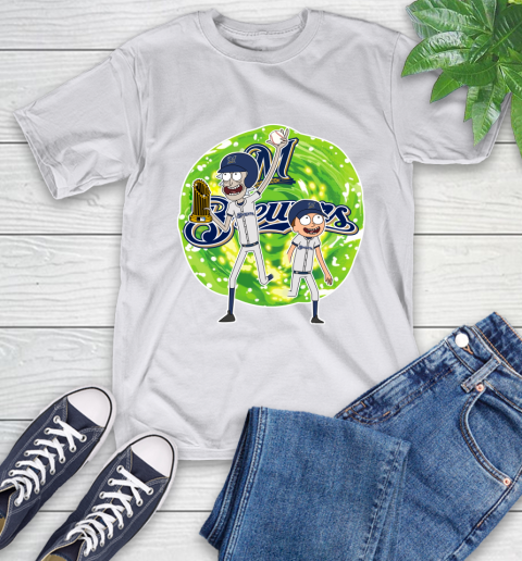 MLB Milwaukee Brewers Rick And Morty Commissioner's Trophy Baseball Sports T-Shirt 12